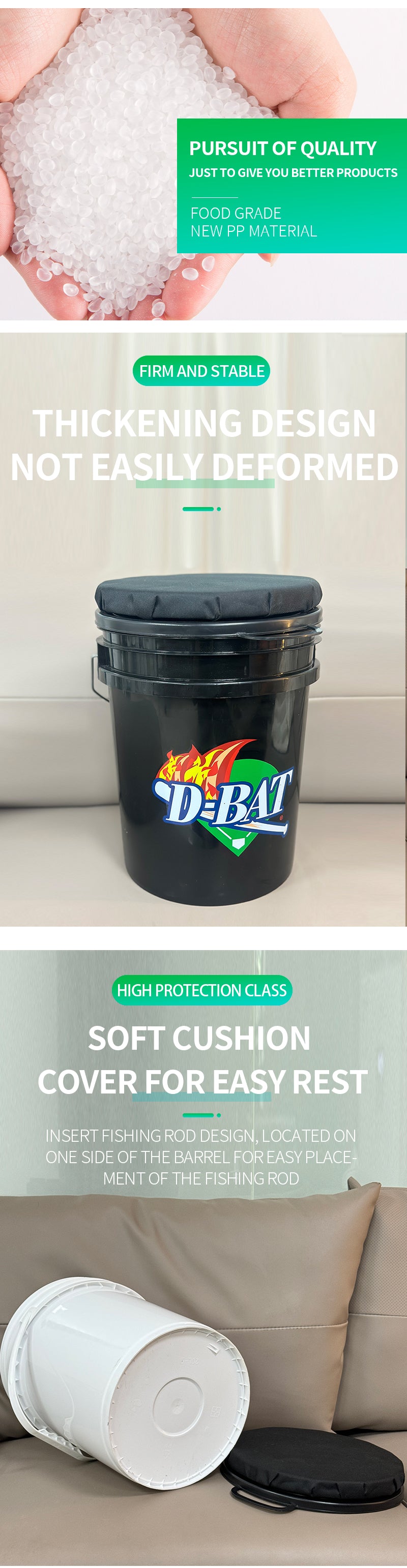 Baseball bucket with soft cushion