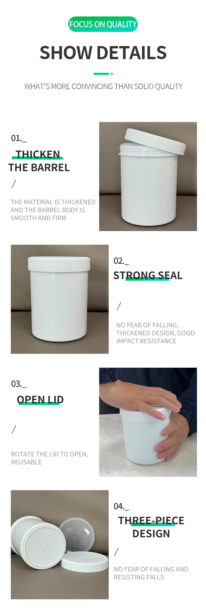 1.2l food/jam/sauce/pills/custom jars with screw lids Jiangsu Pojing Plastid Technology Co. Ltd.