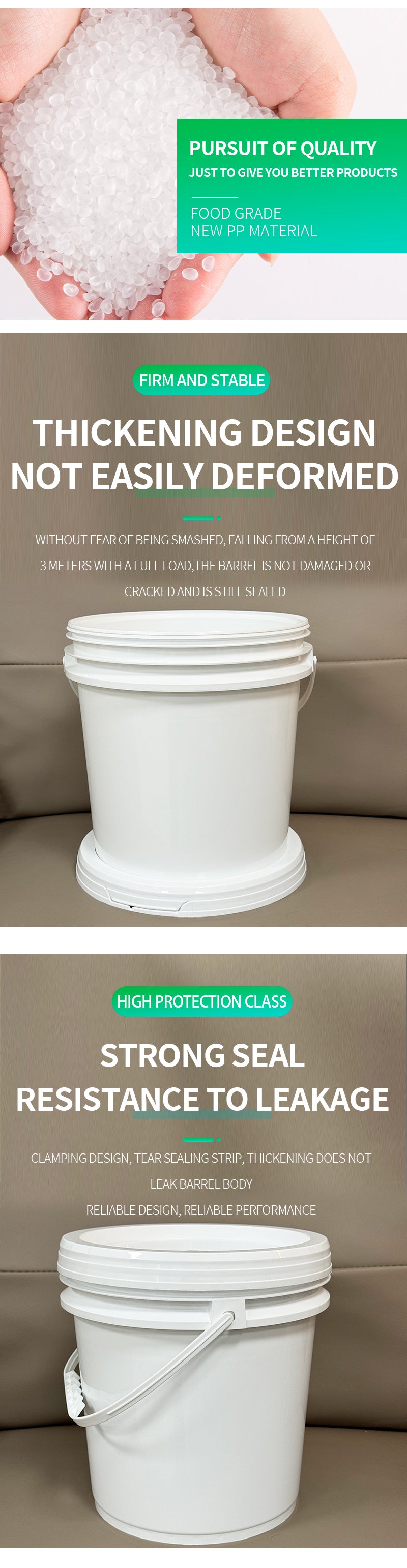 10l plastic barrels with handles