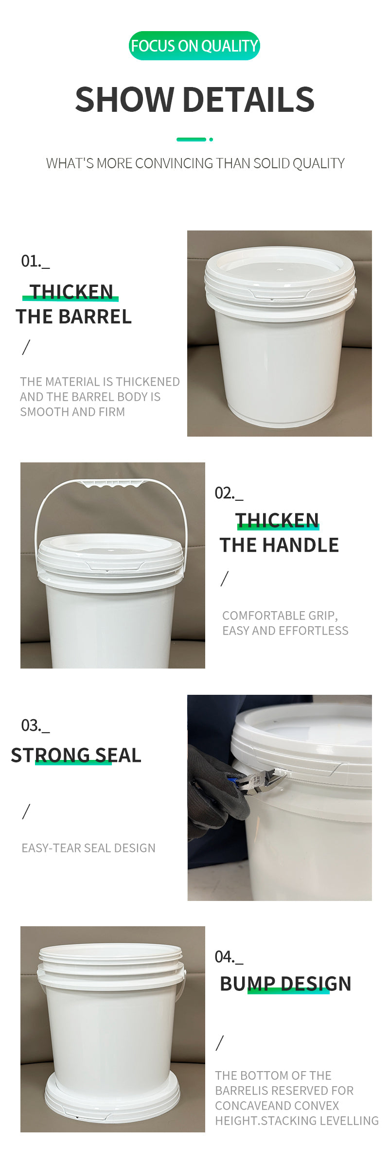 10l plastic barrels with handles