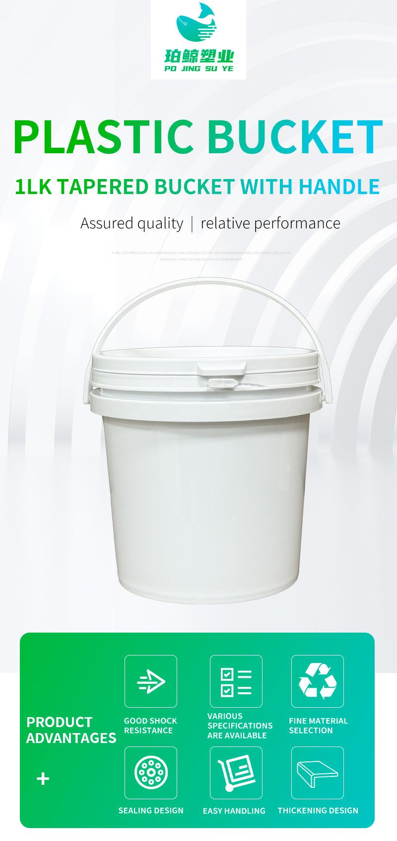 1l plastic buckets with handles