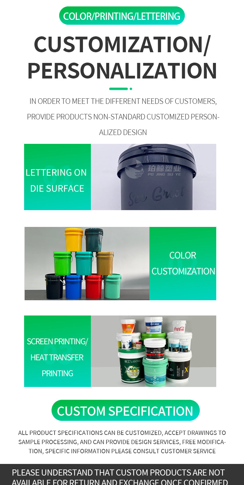 1l plastic buckets with handles