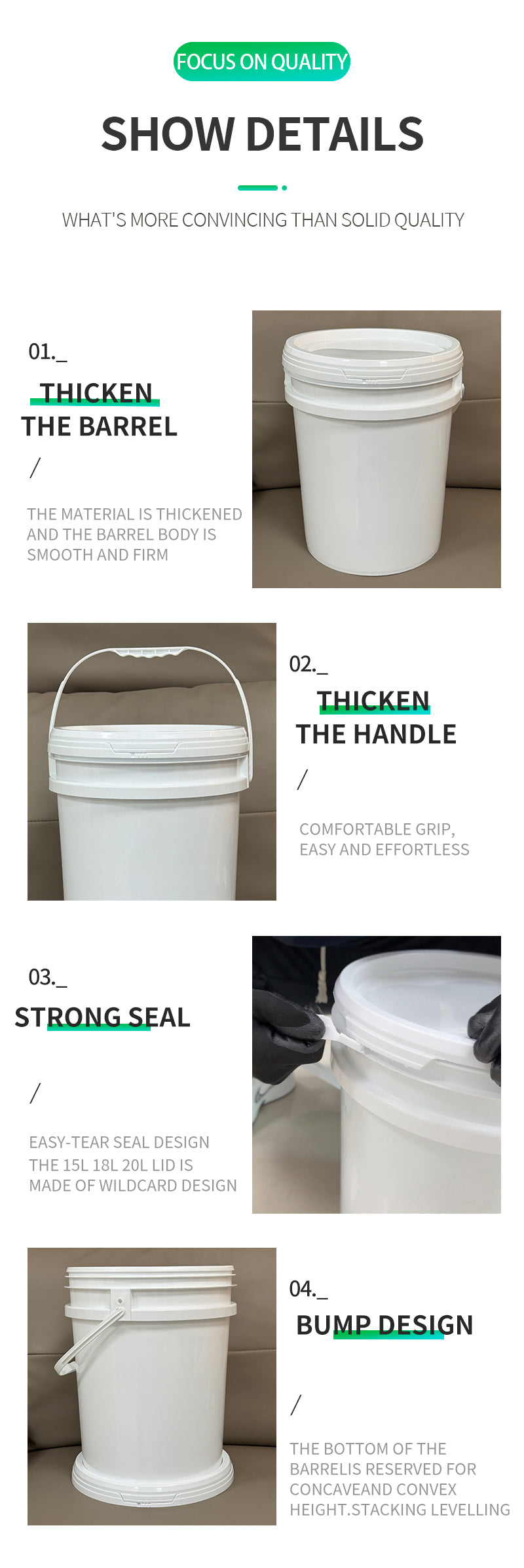 20L Round Food-Grade Plastic Bucket with Lid – Heavy-Duty, Leak-Proof & Ideal for Bulk Food Packaging
