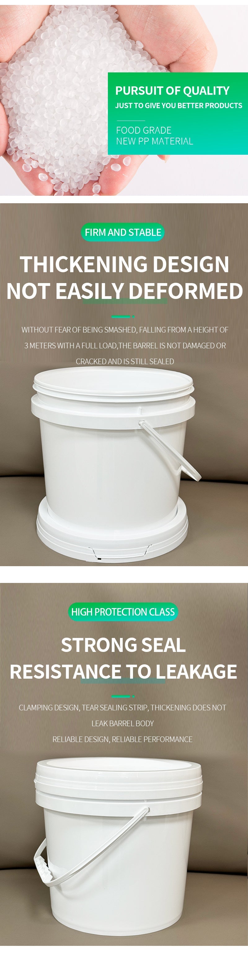 5L Round Food-Grade Plastic Bucket with Lid – Safe, Durable & Customizable for Food Packaging