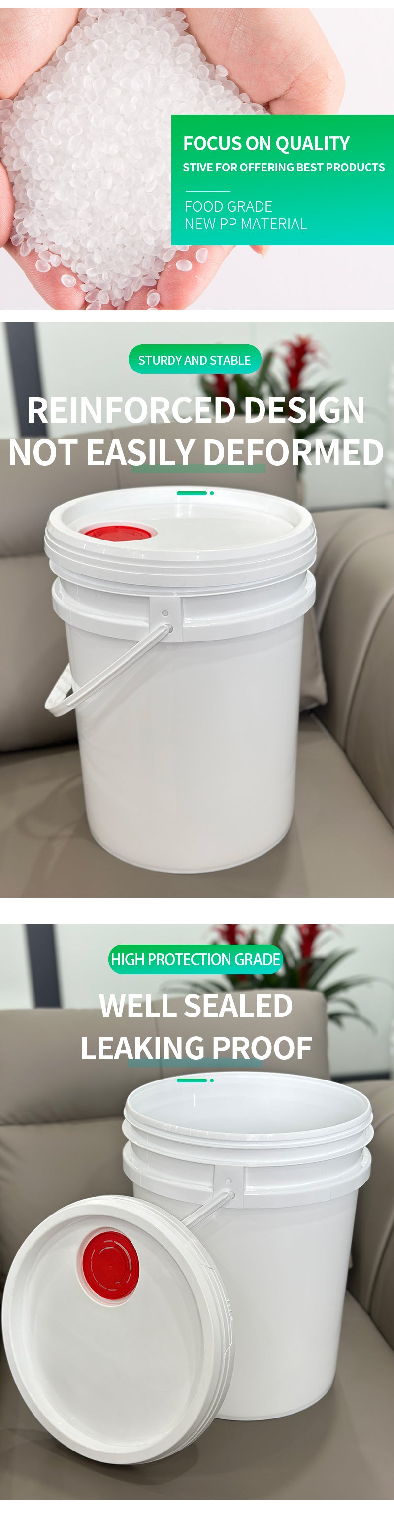 Custom bucket with spout cap