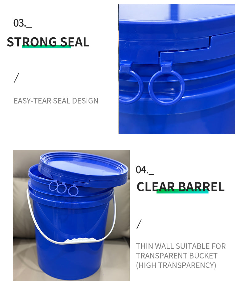 5gallon Wholesale Price Round Plastic Bucket with Pull Ring Lid