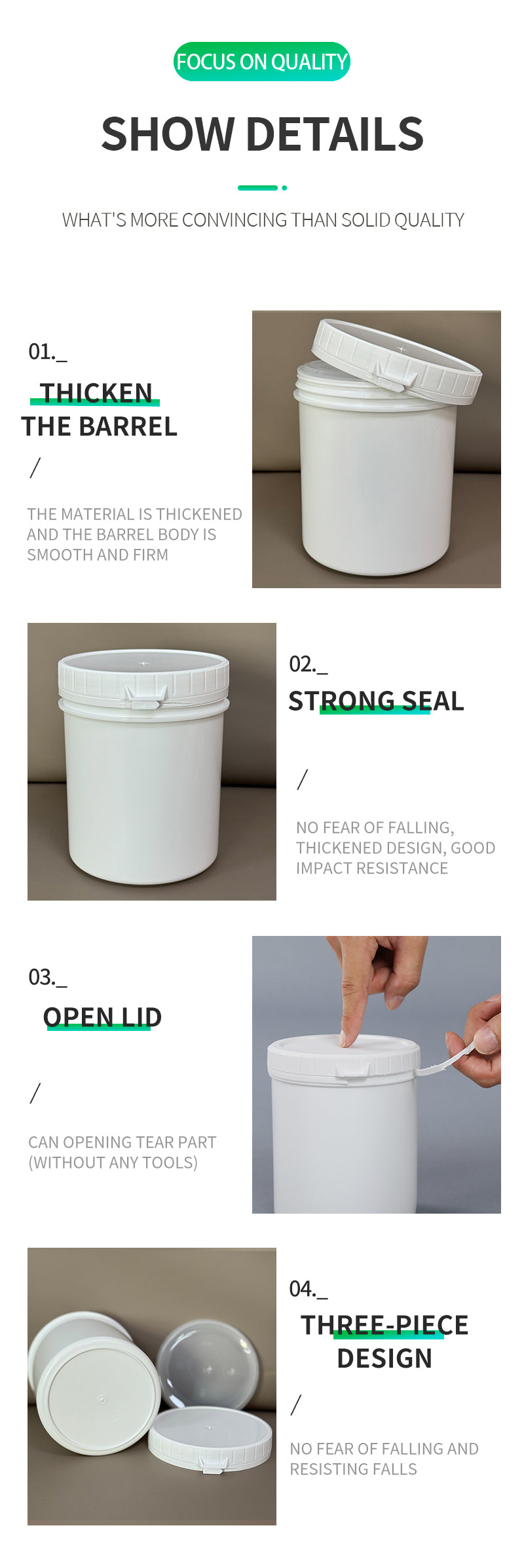 1L Tear-Off Strip Plastic Jar – Food-Grade, Tamper-Evident, Reusable & Ideal for Sauces, Powders, and Skincare Products