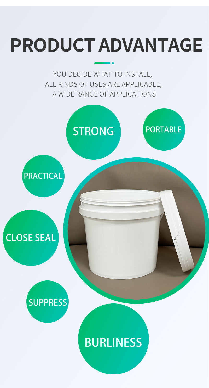5L Round Food-Grade Plastic Bucket with Lid – Safe, Durable & Customizable for Food Packaging